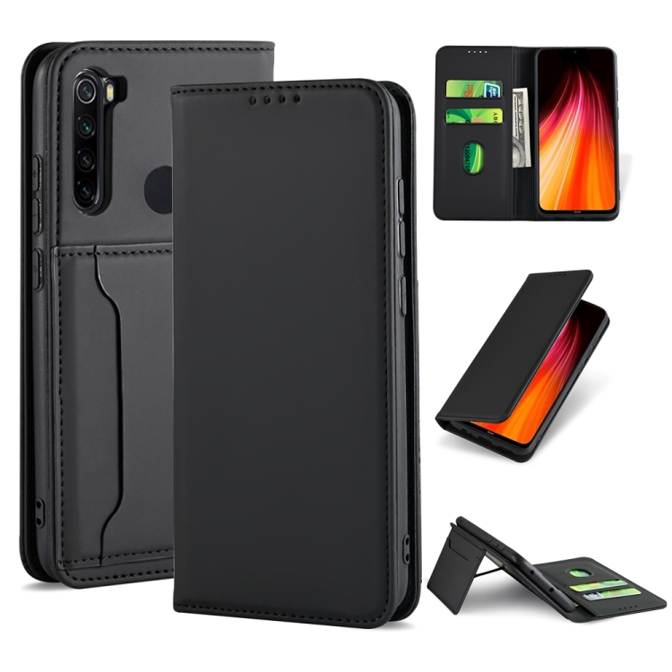 

For Xiaomi Redmi Note 8 Strong Magnetism Shockproof Horizontal Flip Liquid Feel Leather Case with Holder & Card Slots & Wallet(Black)