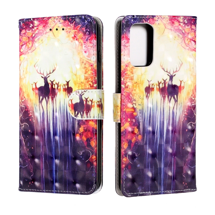 

For Samsung Galaxy S20 3D Painting Horizontal Flip Leather Case with Holder & Card Slot & Wallet & Hand Strap(Deers)