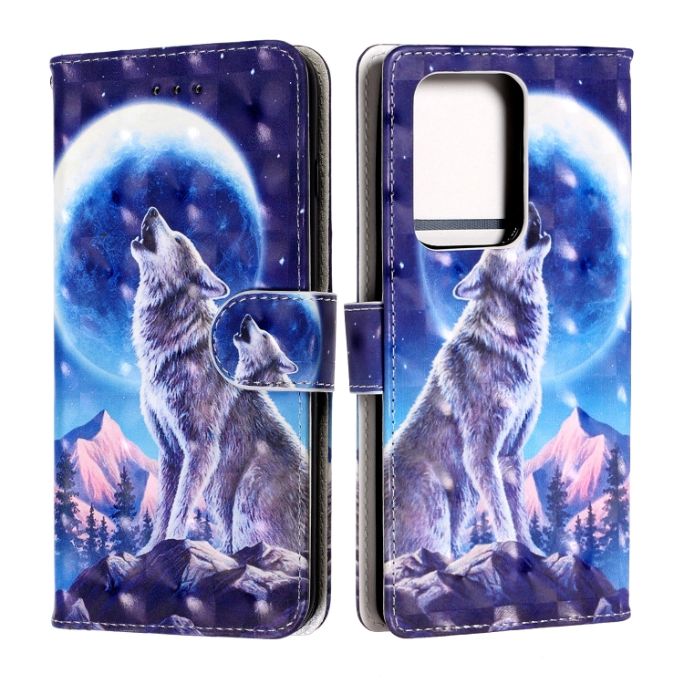 

For Samsung Galaxy S20 Ultra 3D Painting Horizontal Flip Leather Case with Holder & Card Slot & Wallet & Hand Strap(Snow Wolf)