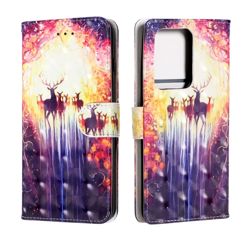

For Samsung Galaxy S20 Ultra 3D Painting Horizontal Flip Leather Case with Holder & Card Slot & Wallet & Hand Strap(Deers)