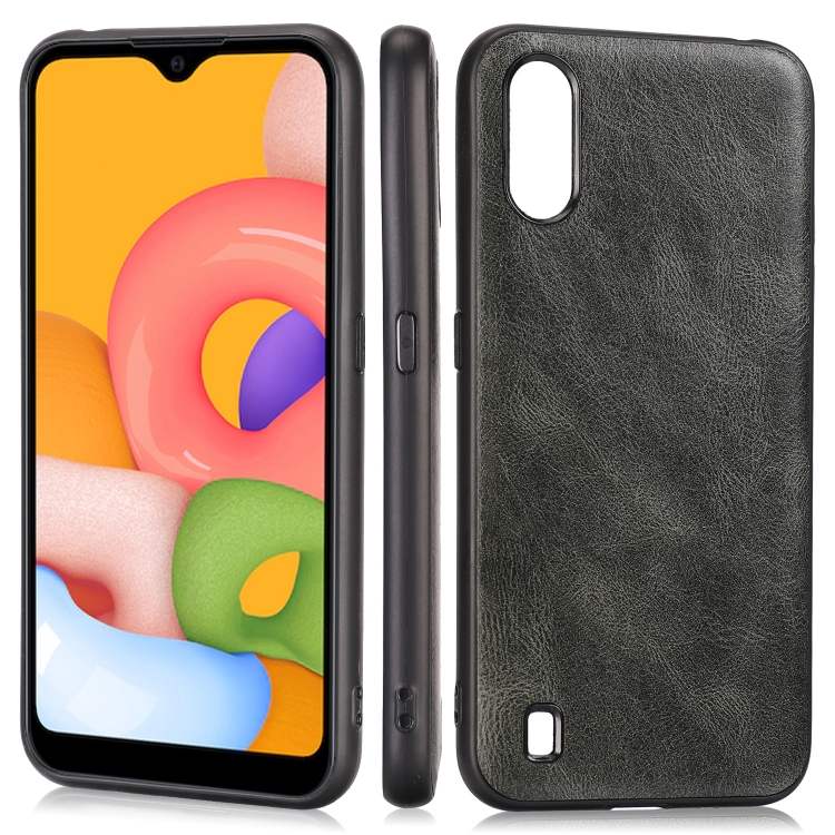 

For Samsung Galaxy A01 / M01 Crazy Horse Textured Calfskin PU+PC+TPU Case(Green)