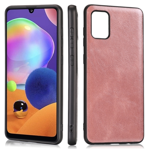 

For Samsung Galaxy A31 Crazy Horse Textured Calfskin PU+PC+TPU Case(Rose Gold)