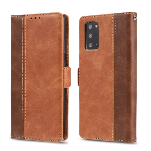 

For Samsung Galaxy Note 20 Retro Texture Contrast Color Splicing Horizontal Flip TPU + PU Leather Case with Card Slots & Holder & Wallet(Brown)