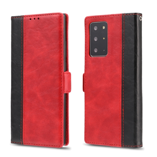 

For Samsung Galaxy Note 20 Ultra Retro Texture Contrast Color Splicing Horizontal Flip TPU + PU Leather Case with Card Slots & Holder & Wallet(Red)