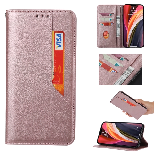 

For Motorola Moto Edge Magnetic Horizontal Flip Leather Case with Holder & Card Slots & Wallet(Rose Gold)