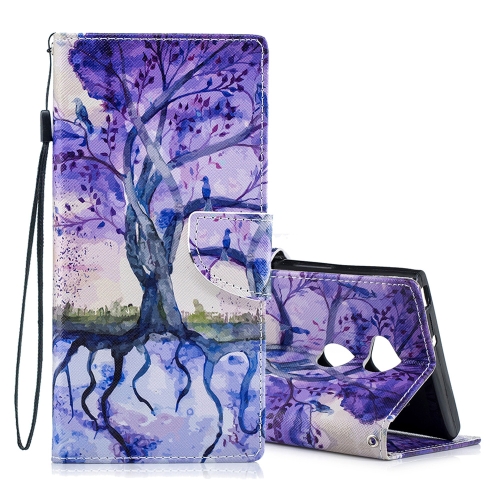 

For Sony Xperia XA2 Ultra 3D Painted Pattern Horizontal Flip Leather Case with Holder & Card Slots & Wallet & Lanyard(Purple Tree)