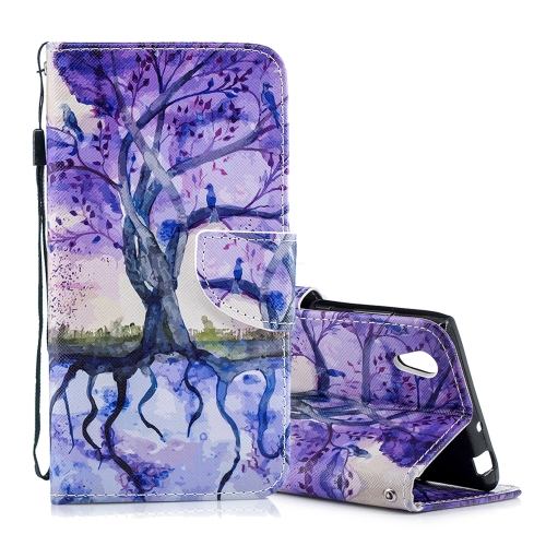 

For Sony Xperia L1 3D Painted Pattern Horizontal Flip Leather Case with Holder & Card Slots & Wallet & Lanyard(Purple Tree)