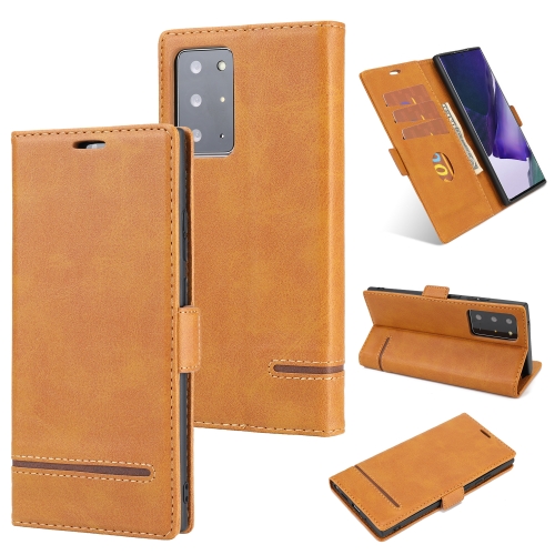 

For Samsung Galaxy Note 20 Ultra Business Style Line Splicing Horizontal Flip TPU + PU Leather Case with Card Slots & Holder & Wallet(Brown)