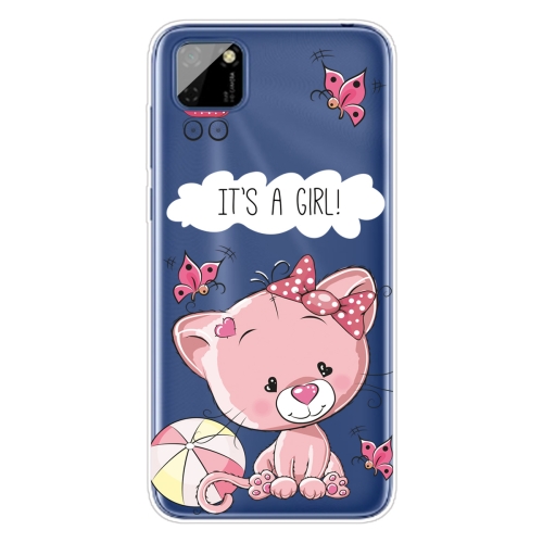 

For Huawei Y5p (2020) Coloured Drawing Pattern Highly Transparent TPU Protective Case(Cute Cat)