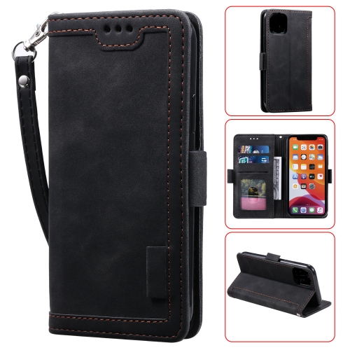 

For iPhone 12 / 12 Pro Retro Splicing Horizontal Flip Leather Case with Card Slots & Holder & Wallet(Black)