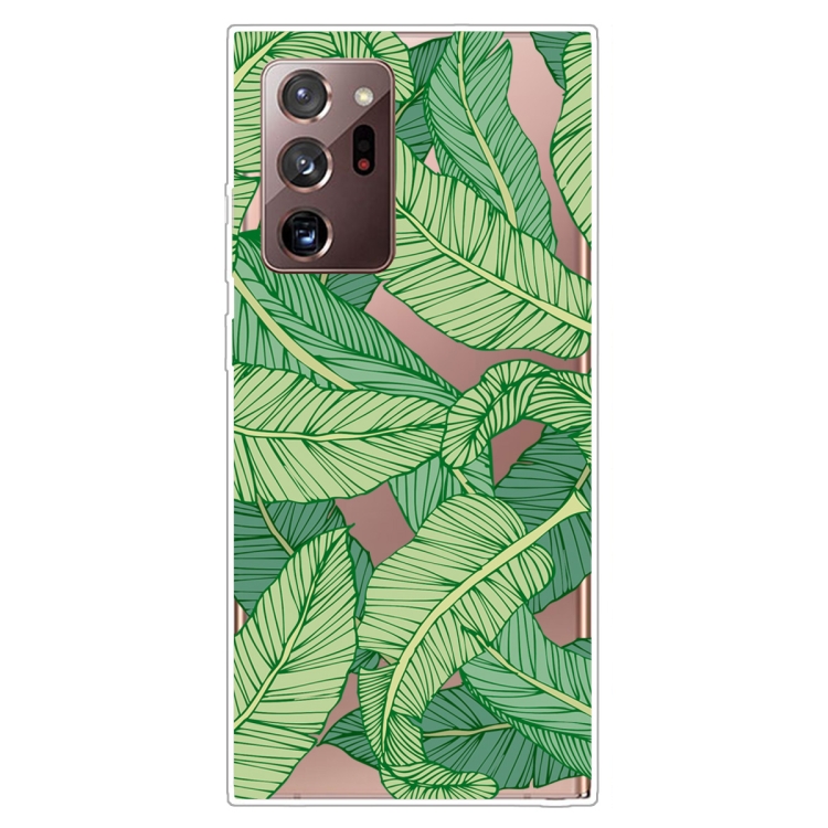 

For Samsung Galaxy Note20 Ultra Shockproof Painted Transparent TPU Protective Case(Banana Leaf)