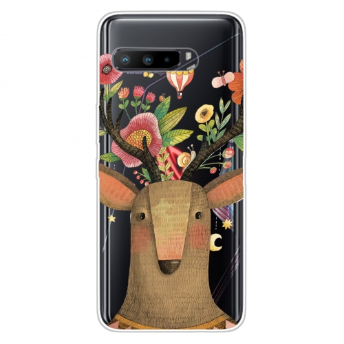 

For Asus ROG Phone 3 ZS661KS Shockproof Painted Transparent TPU Protective Case(Flower Deer)