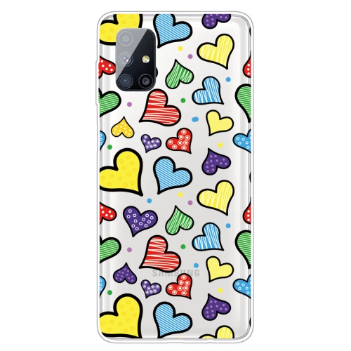 

For Samsung Galaxy M51 (Side Fingerprint Version) Shockproof Painted Transparent TPU Protective Case(Hearts)