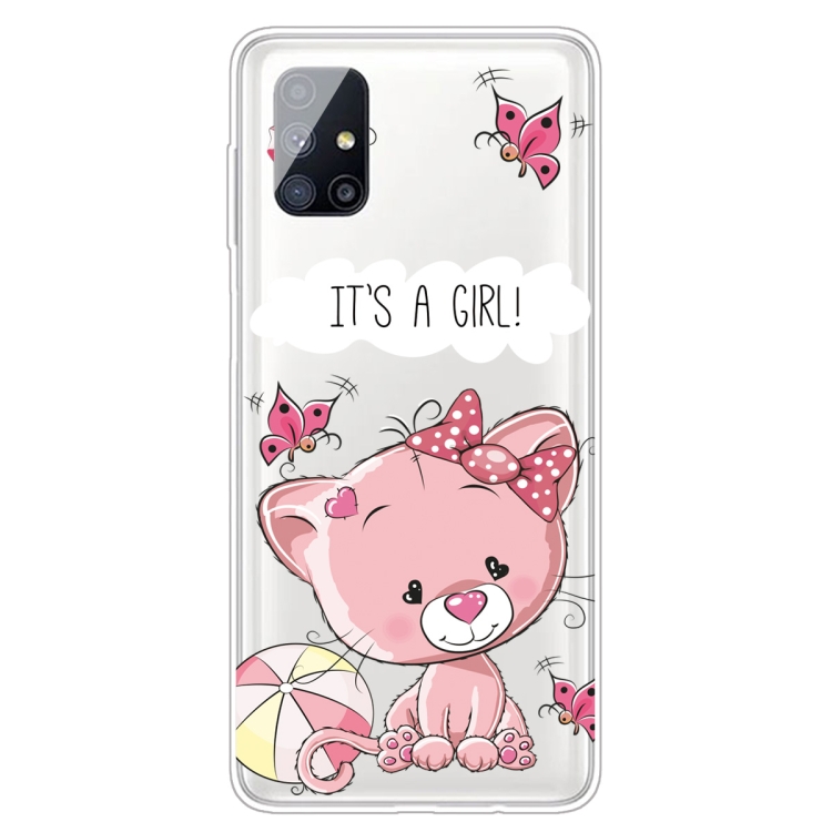 

For Samsung Galaxy M51 Shockproof Painted Transparent TPU Protective Case(Cute Cat)