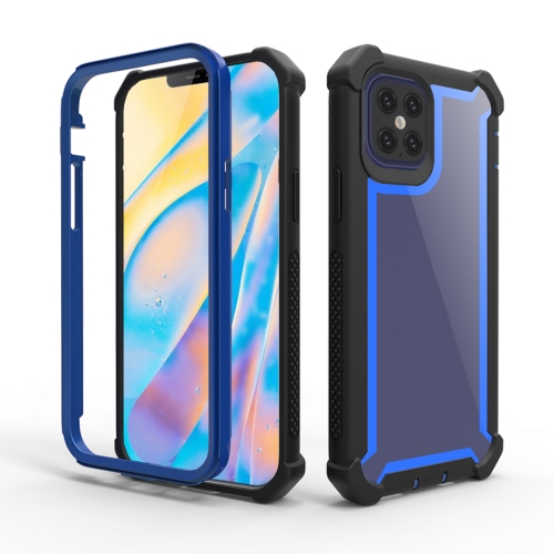 

For iPhone 12 / 12 Pro Four-corner Shockproof All-inclusive Transparent Space Protective Case(Black Blue)