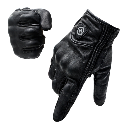 

WUPP CS-1047A Motorcycle Racing Cycling Windproof Genuine Leather Full Finger Gloves, Size:M(Black)