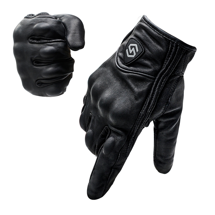 

WUPP CS-1047A Motorcycle Racing Cycling Windproof Genuine Leather Full Finger Gloves, Size:L(Black)