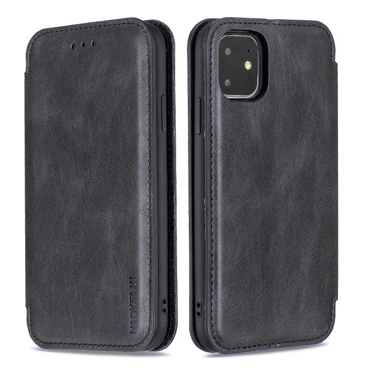 

For iPhone 11 Calf Texture Magnetic Horizontal Flip Leather Case with Holder & Card Slots & Wallet(Black)