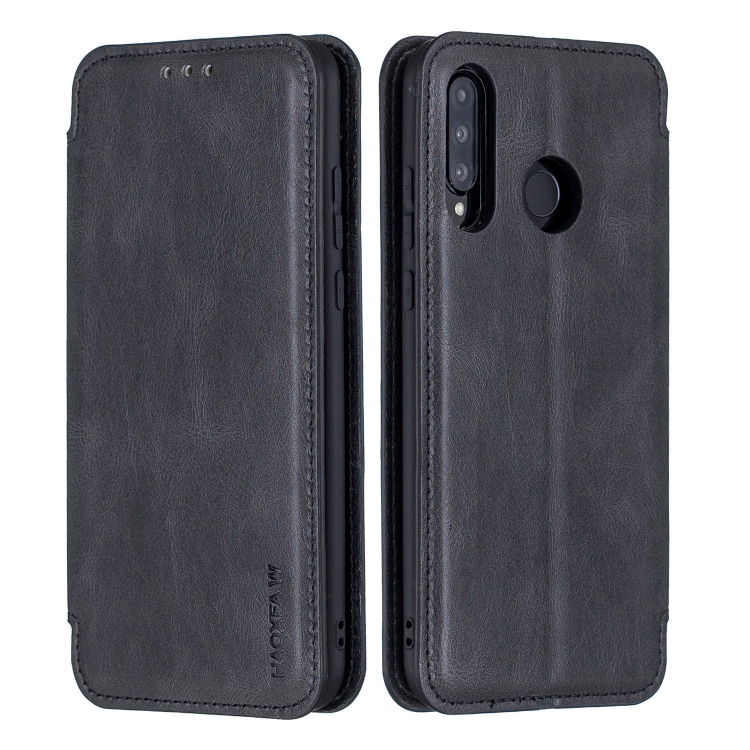 

For Huawei P30 Lite Calf Texture Magnetic Horizontal Flip Leather Case with Holder & Card Slots & Wallet(Black)