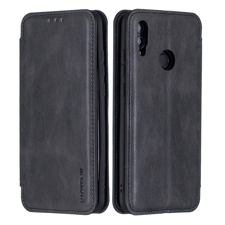 

For Huawei P Smart (2019) Calf Texture Magnetic Horizontal Flip Leather Case with Holder & Card Slots & Wallet(Black)
