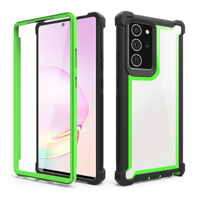 

For Samsung Galaxy Note20 Four-corner Shockproof All-inclusive Transparent Space Protective Case(Black Green)