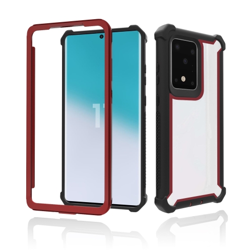 

For Samsung Galaxy S20 Four-corner Shockproof All-inclusive Transparent Space Protective Case(Black Red)