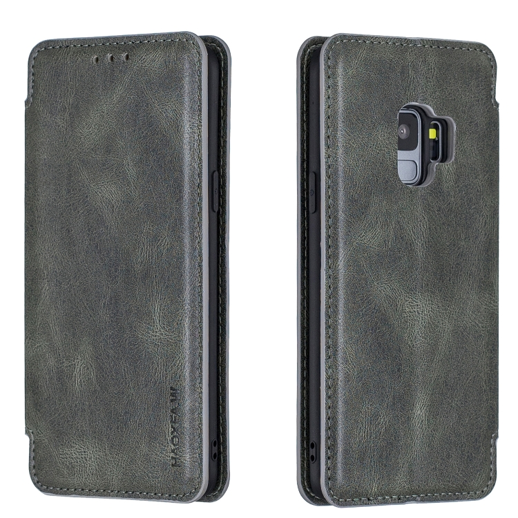 

For Samsung Galaxy S9 Calf Texture Magnetic Horizontal Flip Leather Case with Holder & Card Slots & Wallet(Gray Green)