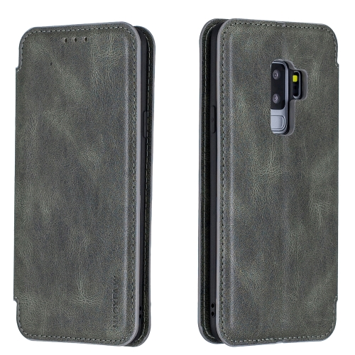 

For Samsung Galaxy S9 Plus Calf Texture Magnetic Horizontal Flip Leather Case with Holder & Card Slots & Wallet(Gray Green)