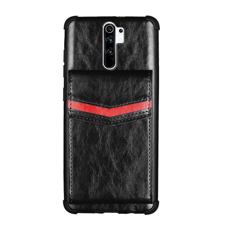 

For Xiaomi Redmi 9 Flip Card Bag Copper Buckle TPU + PU Leather Back Cover Shockproof Case with Card Slots & Photo Frame(Black)