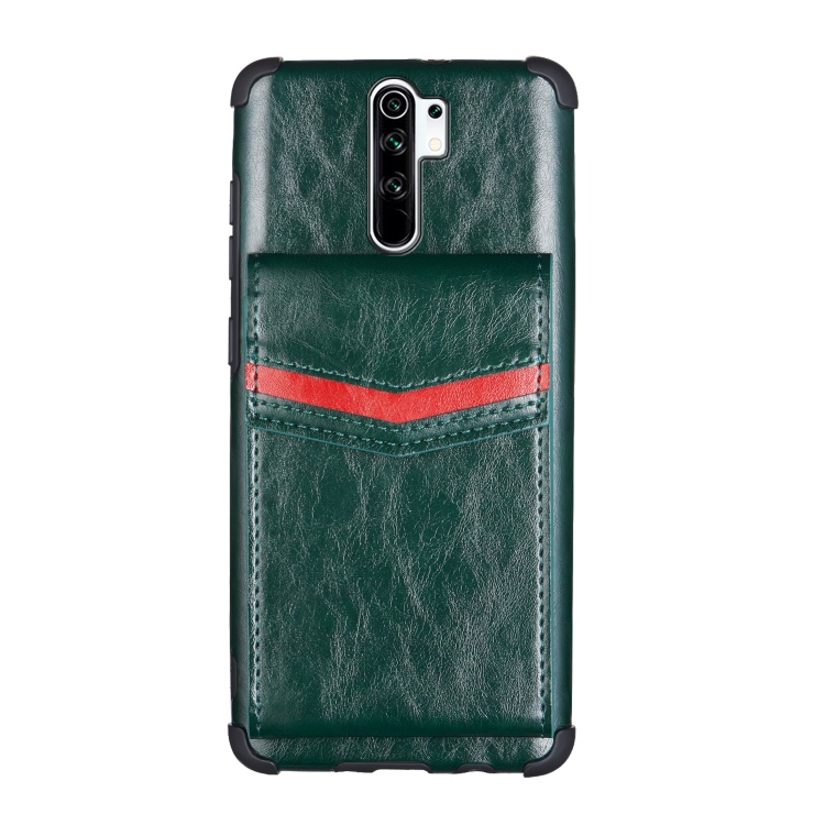 

For Xiaomi Redmi Note 8 Pro Flip Card Bag Copper Buckle TPU + PU Leather Back Cover Shockproof Case with Card Slots & Photo Frame(Green)