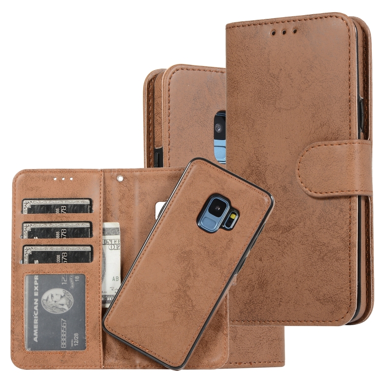 

For Samsung Galaxy S9 Retro 2 in 1 Detachable Magnetic Horizontal Flip TPU + PU Leather Case with Holder & Card Slots & Photo Frame & Wallet(Brown)