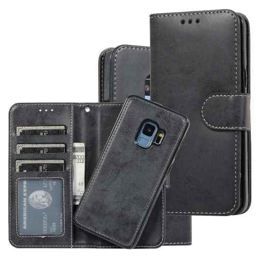 

For Samsung Galaxy S9+ Retro 2 in 1 Detachable Magnetic Horizontal Flip TPU + PU Leather Case with Holder & Card Slots & Photo Frame & Wallet(Black)