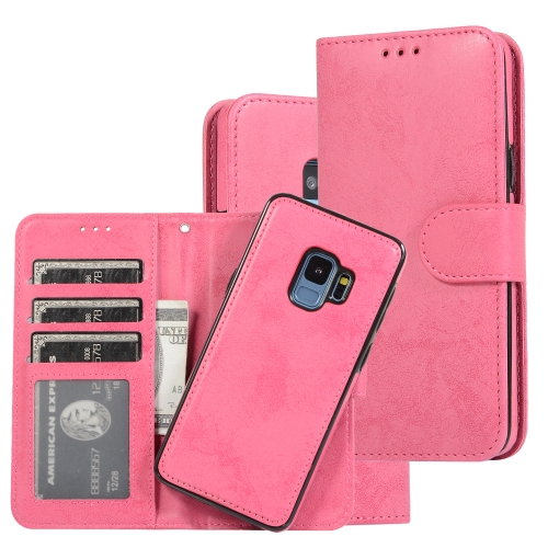 

For Samsung Galaxy S9+ Retro 2 in 1 Detachable Magnetic Horizontal Flip TPU + PU Leather Case with Holder & Card Slots & Photo Frame & Wallet(Pink)