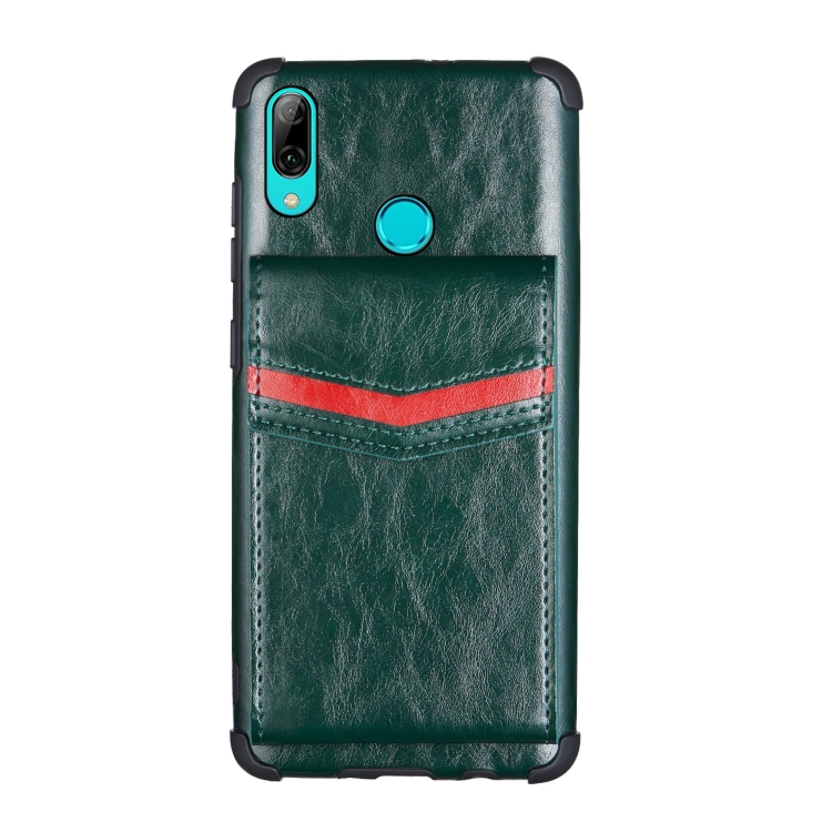

For Huawei P smart (2019) Flip Card Bag Copper Buckle TPU + PU Leather Back Cover Shockproof Case with Card Slots & Photo Frame(Green)
