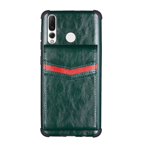 

For Huawei P smart Z Flip Card Bag Copper Buckle TPU + PU Leather Back Cover Shockproof Case with Card Slots & Photo Frame(Green)