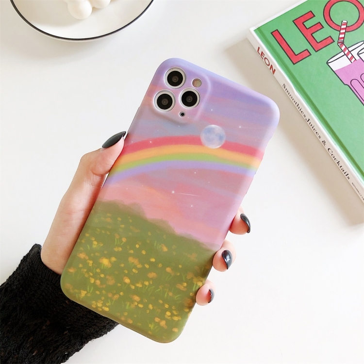 

For iPhone 11 Pro Max Rainbow Series Liquid Painted Pattern Skin Feel TPU Shockproof Protective Case(Moon Rainbow Garden)
