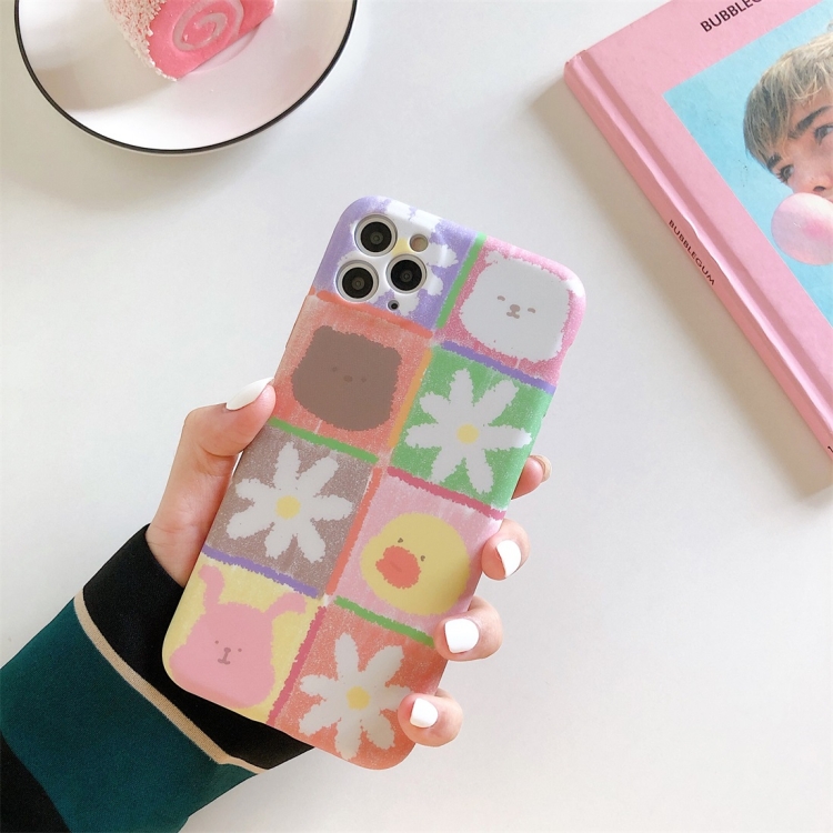 

For iPhone 11 Animals Series Liquid Painted Pattern Skin Feel TPU Shockproof Protective Case(Octagonal Grid)