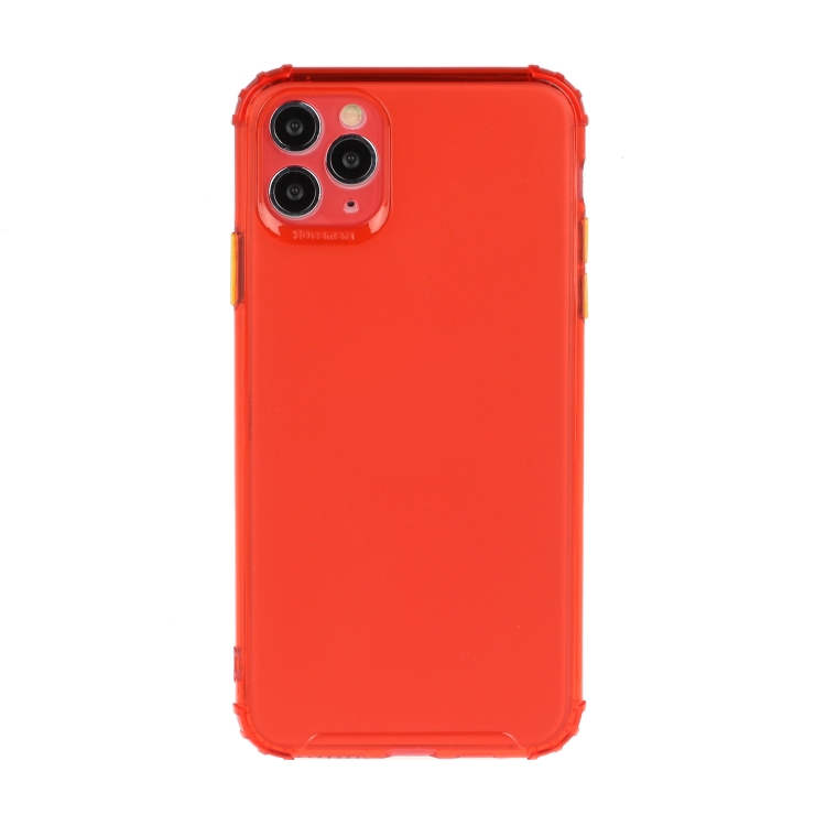 

For iPhone 12 Pro Max TPU Color Translucent Four-corner Airbag Shockproof Phone Protective case(Transparent Red)