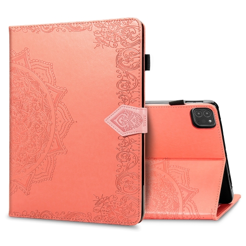 

For iPad Pro 11 (2020) / iPad 11 Pro (2018) Halfway Mandala Embossing Pattern Horizontal Flip PU Leather Case with Card Slots & Holder(Orange)