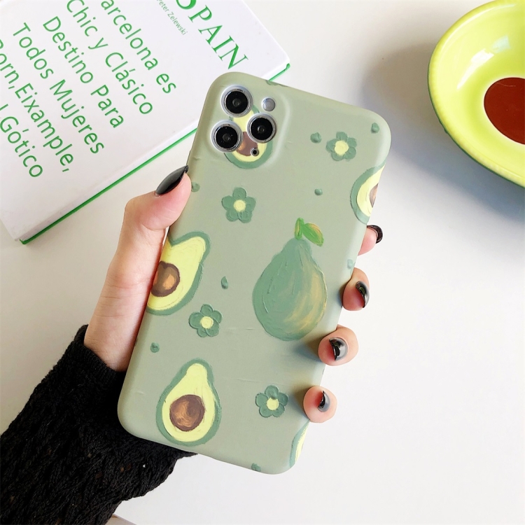 

For iPhone 11 Fruit Series Liquid Painted Pattern Skin Feel TPU Shockproof Protective Case(Oil Painting Avocado)