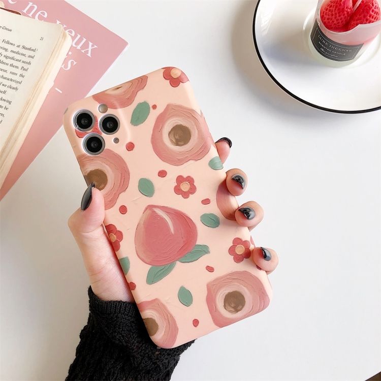 

For iPhone 11 Pro Fruit Series Liquid Painted Pattern Skin Feel TPU Shockproof Protective Case(Oil Painting Peach)