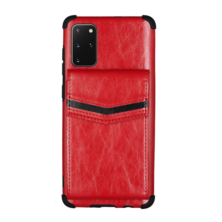 

For Samsung Galaxy S20 Plus Flip Card Bag Copper Buckle TPU + PU Leather Back Cover Shockproof Case with Card Slots & Photo Frame(Red)