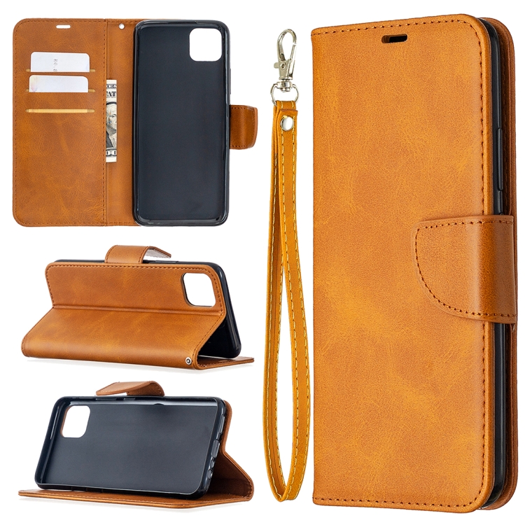 

For OPPO Realme C11 Retro Lambskin Texture Pure Color Horizontal Flip PU Leather Case, with Holder & Card Slots & Wallet & Lanyard(Yellow)