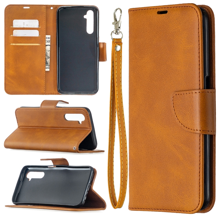 

For OPPO Realme 6 Retro Lambskin Texture Pure Color Horizontal Flip PU Leather Case, with Holder & Card Slots & Wallet & Lanyard(Yellow)