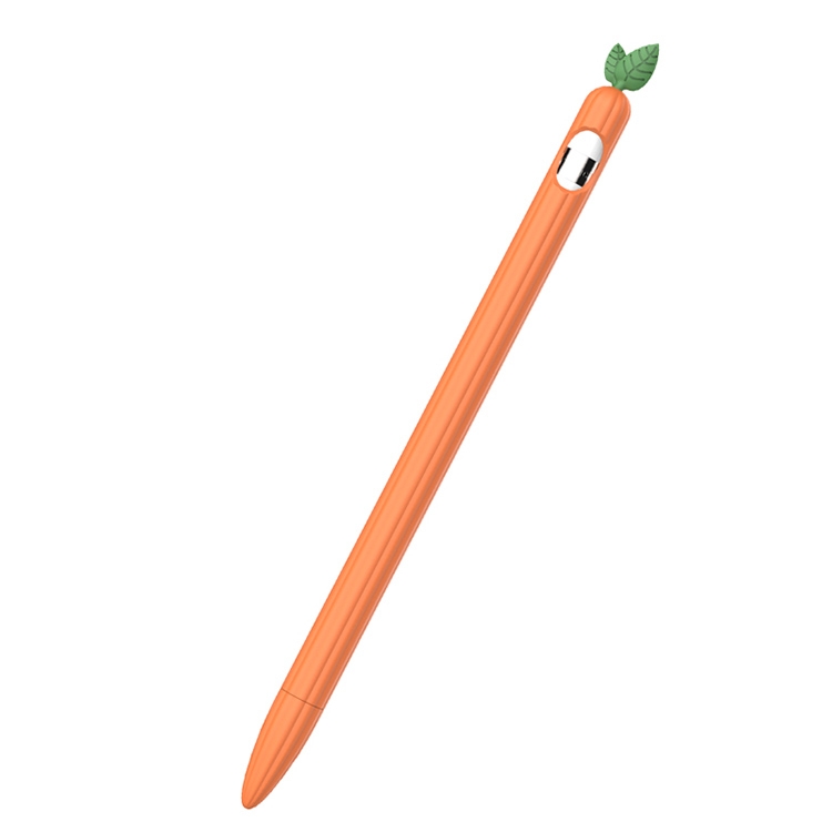 

For Apple Pencil 1 Contrasting Color Mint Leaf Silicone Non-slip Protective Cover(Orange)