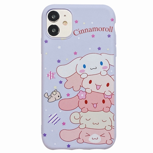 

For iPhone 11 Cinnamon Dog Pattern Shockproof TPU Protective Case(Purple)
