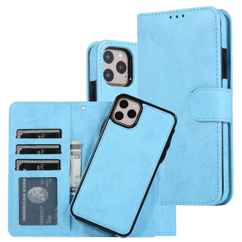 

For iPhone 11 Pro KLT888-2 Retro 2 in 1 Detachable Magnetic Horizontal Flip TPU + PU Leather Case with Holder & Card Slots & Photo Frame & Wallet(Sky Blue)