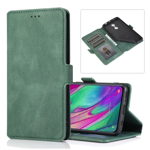 

For Samsung Galaxy A40 Retro Magnetic Closing Clasp Horizontal Flip Leather Case with Holder & Card Slots & Photo Frame & Wallet(Dark Green)