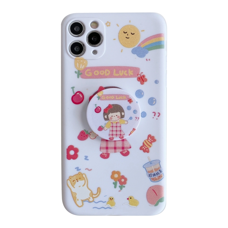 

For iPhone 11 Pro Cartoon Pattern Protective Case with Holder(Little Girl)