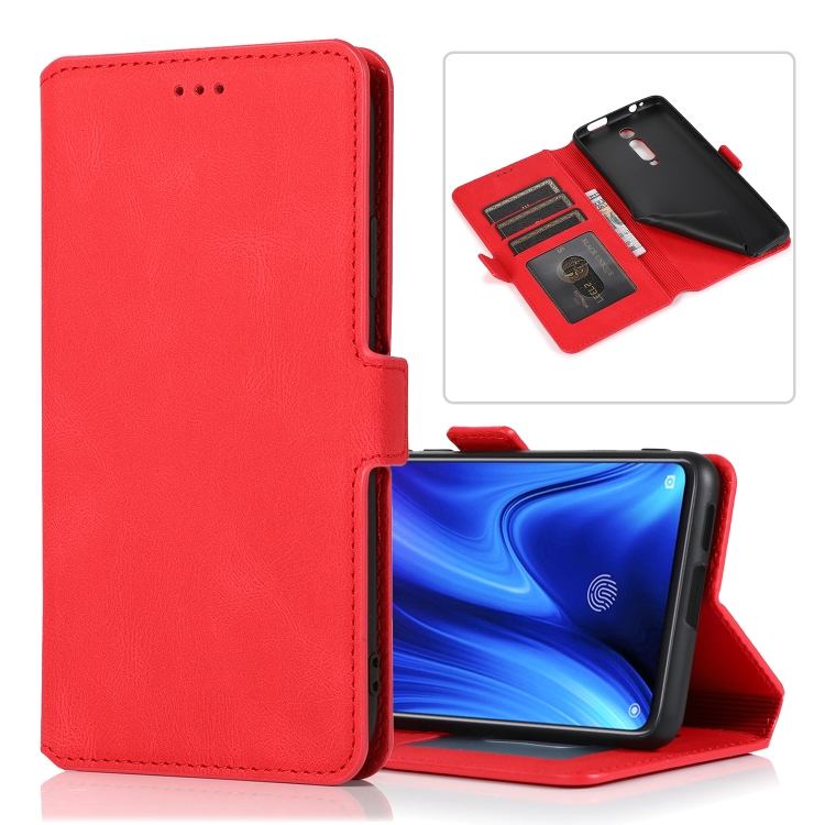 

For Xiaomi Redmi K20 Pro Retro Magnetic Closing Clasp Horizontal Flip Leather Case with Holder & Card Slots & Photo Frame & Wallet(Red)